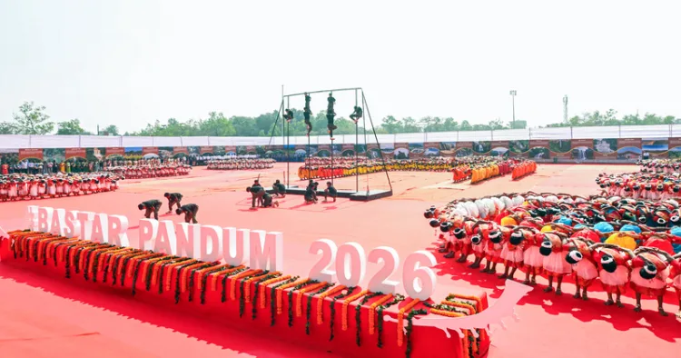 Bastar: A view of a performance during the inauguration of Bastar Pandum 2026 at Jagdalpur, in Bastar (Image Credit: ANI)