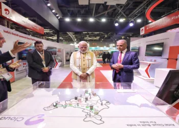 New Delhi, Feb 16 (ANI): Prime Minister Narendra Modi during the inaugural event of AI Impact Expo 2026 at Bharat Mandapam in New Delhi on Monday. (DPR PMO/ANI Photo)