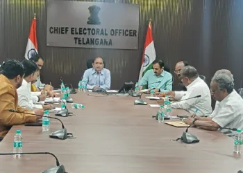 Telangana Chief Electoral Officer (CEO) C. Sudharsan Reddy and his team