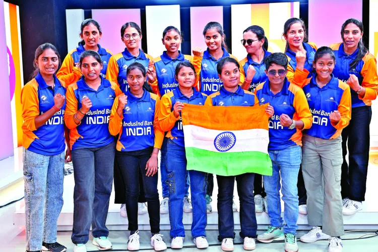 T20 World Cup winning
Blind Women's Cricket Team posing at Organiser studio