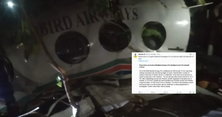 DGCA issues a press note - "On 23.02.2026 Redbird Airways Pvt Ltd Beechcraft C90 aircraft VT-AJV operating medical evacuation (Air Ambulance) flight on sector "Ranchi-Delhi" crashed in Kasaria Panchayat of Chatra district, in Jharkhand