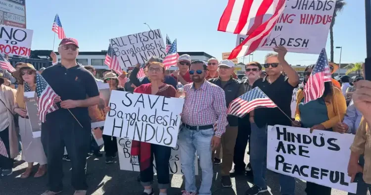 Protests held across the cities of US criticising the atrocities on the minority Hindu community in Bangladesh