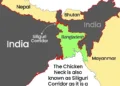 The Chicken's neck also called as Siliguri corridor