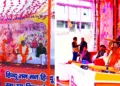Alka Sambandh Pracharika from Meerut speaking in the presence of Swami Lalitananda Maharaj and others and RSS Sah Sarkaryavah Alok Kumar addressing a gathering of people in a Hindu Sammelan in Rohta, Agra (Uttar Pradesh) on February 1