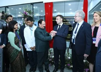 Union Minister for Health & Family Welfare, J P Nadda, and Emmanuel Macron, President of the French Republic