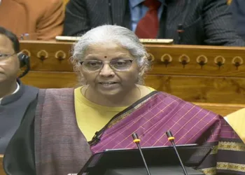 Union Finance Minister Nirmala Sitharaman presenting Union Budget 2026
