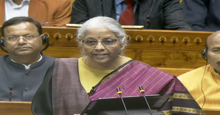Union Finance Minister Nirmala Sitharaman presenting Union Budget 2026