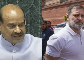 Lok Sabha Speaker Om Birla and Leader of Opposition Rahul Gandhi