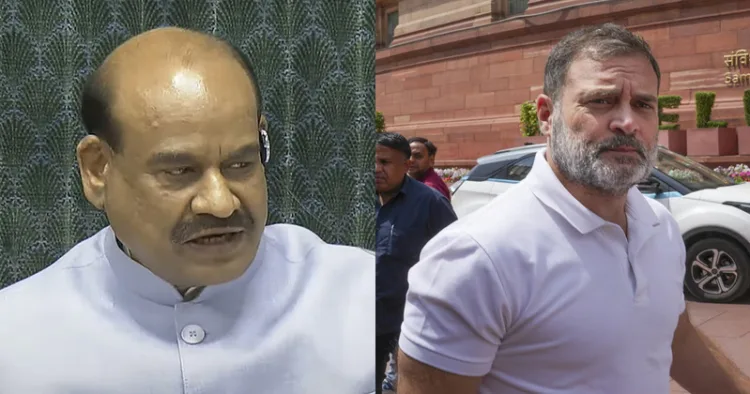 Lok Sabha Speaker Om Birla and Leader of Opposition Rahul Gandhi