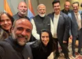 Indian Prime Minister Narendra Modi with cast and creators of Israeli television series Fauda