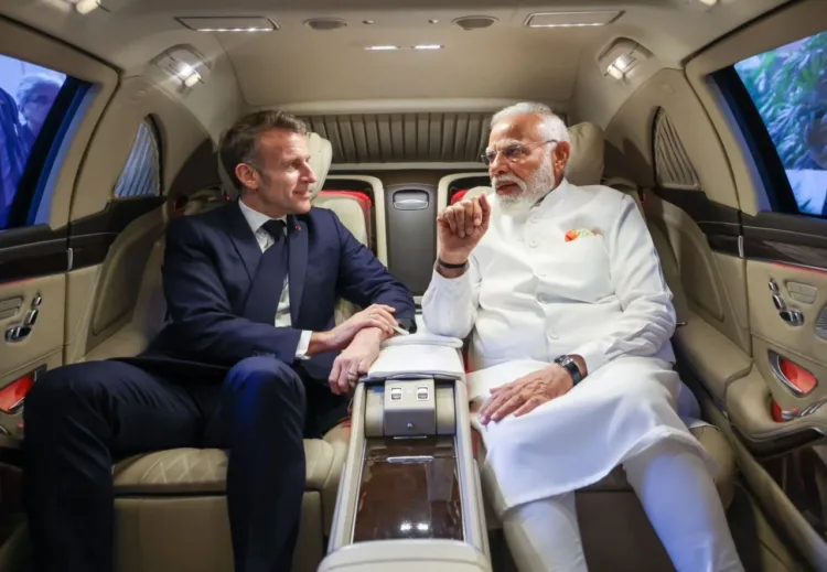Emmanuel Macron, President of the French Republic and Narendra Modi , the Prime Minister of India