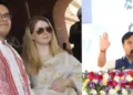 (Left) Congress MP Gaurav Gogoi and his wife Elizabeth Gogoi (Right), Assam Chief Minister Himanta Biswa Sarma