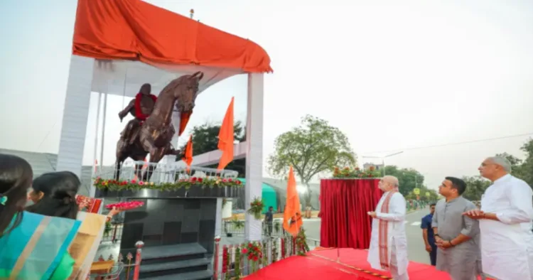 Union Home Minister Amit Shah unveils 21-foot Shivaji statue in Gandhinagar