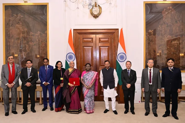 FM Nirmala Sitharaman with President Draupadi Murmu at Rashtrapati Bhavan