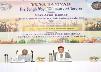 RSS Sah Sarkaryavah Arun Kumar at the Yuva Samvad (Youth Interaction) programme organised under the theme “The Sangh Way: 100 Years of Service”