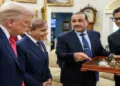 President Donald Trump with Prime Minister Shehbaz Sharif and Field Marshal Asim Munir of Pakistan on 25 September 2025 at the White House in Washington, DC