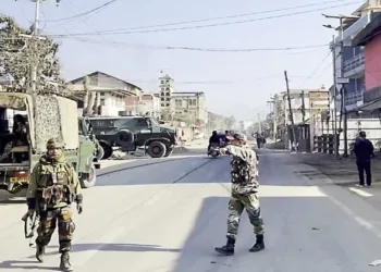 Armed security forces patrolling