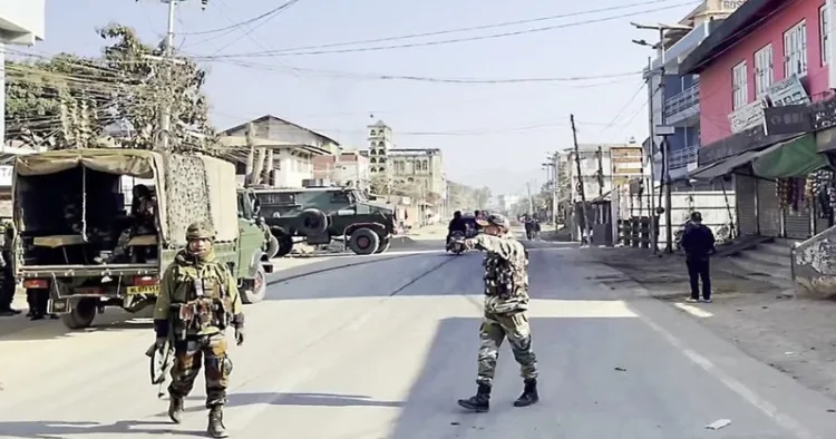 Armed security forces patrolling
