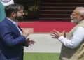 Prime Minister Narendra Modi and President of Chile Gabriel Boric Font prior to their meeting at Hyderabad House, in New Delhi, Tuesday, April 1, 2025