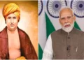 Swami Dayanand Saraswati ji (Left) and Prime Minister Narendra Modi (Right)
