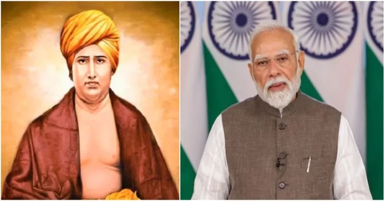 Swami Dayanand Saraswati ji (Left) and Prime Minister Narendra Modi (Right)