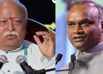 RSS Sarsanghchalak Mohan Bhagwat (Left) and Karnataka Minister Priyank Kharge (Right)