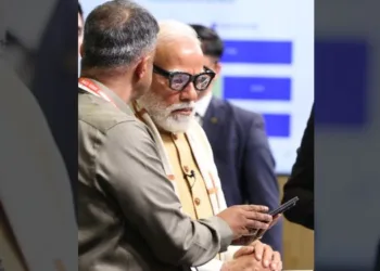 Prime Minister Narendra Modi during the inaugural event of AI Impact Expo 2026, at Bharat Mandapam in New Delhi on Monday