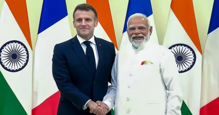Prime Minister Narendra Modi with French President Emmanuel Macron ahead of the India-France Year of Innovation 2026 inauguration in Mumbai