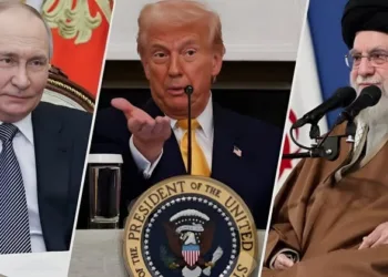 Russian President Vladimir Putin, US president Donald Trump and Iran's supreme leader Ali Khamenei