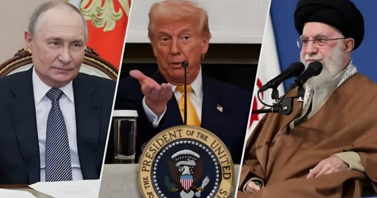 Russian President Vladimir Putin, US president Donald Trump and Iran's supreme leader Ali Khamenei