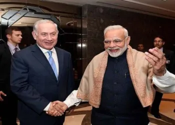 Israeli PM Benjamin Netanyahu and India's PM Narendra Modi attend an Israeli-Indian economic conference in New Delhi in 2018