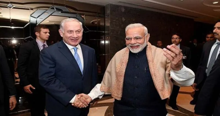 Israeli PM Benjamin Netanyahu and India's PM Narendra Modi attend an Israeli-Indian economic conference in New Delhi in 2018
