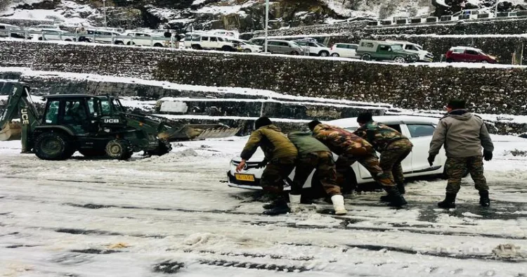 Indian Army rescue stranded tourists amid heavy snowfall during Operation Himrahat in East Sikkim