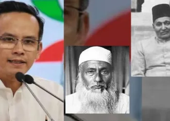 (From Left To Right) Congress leader Gaurav Gogoi, Maulana Bhashani, Sadulla