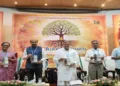 RSS Sarkaryawah Dattatreya Hosabale addressing the Blooming Bharat meet in Thiruvananthapuram, saying Dharma defines the nation and warning against politicising language as a tool of division
