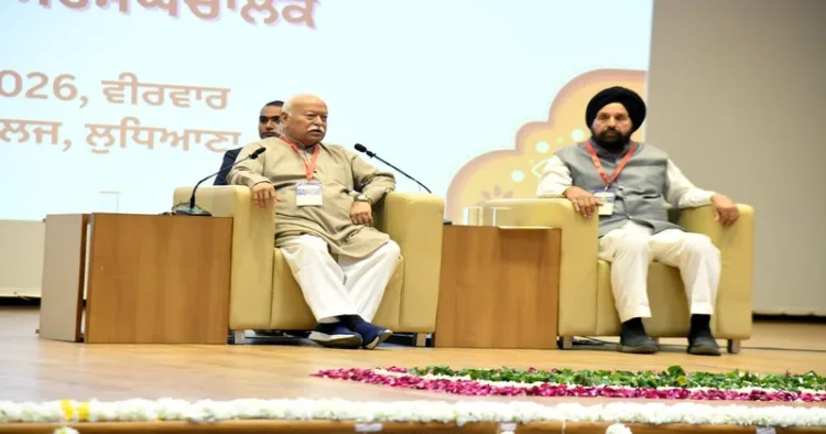 (Left) Sarsanghchalk Dr Mohan Bhagwat (Right) Punjab Prant Sanghchalak Iqbal Singh