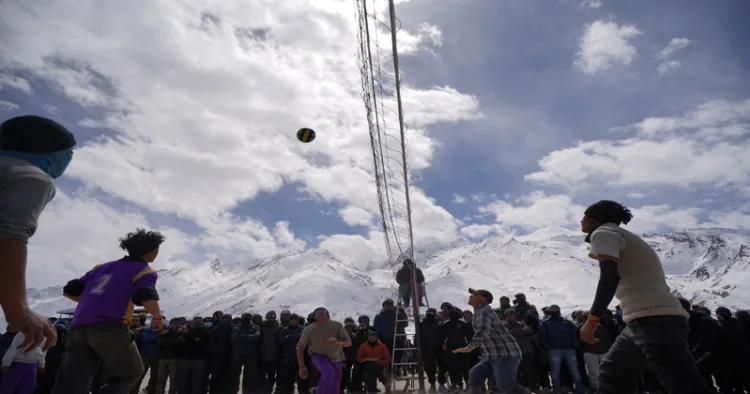 Tourists and locals enjoying at Zanskar Winter Festival