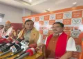 Assam CM Himanta Biswa Sarma addressing the reporters