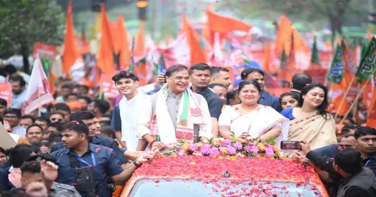 Assam CM Himanta Biswa Sarma on his way to file the nomination for the Assam Assembly Elections 2026 (Representative image)