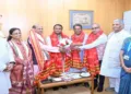 Odisha CM Mohan Majhi congratulating newly elected members of the Rajya Sabha.