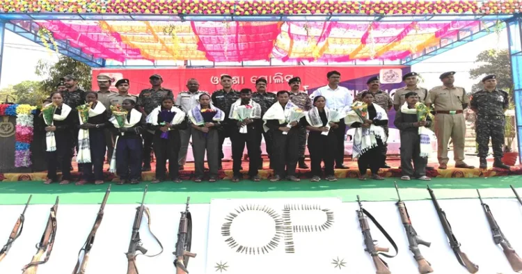 10 Maoists, surrendered before ADG (Anti-Naxal Operations) Sanjeeb Panda at Phulbani in Odisha’s Kandhamal district.