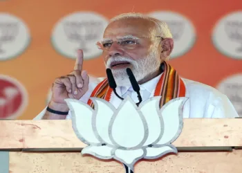 Palakkad [Keralam], Mar 29 (ANI): Prime Minister Narendra Modi addresses a public gathering, in Palakkad on Sunday. (Narendra Modi Photo Gallery/ANI Photo)