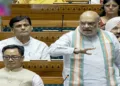 New Delhi, Mar 30 (ANI): Union Home Minister Amit Shah speaks in Lok Sabha during the budget session of Parliament, in New Delhi on Monday. (Sansad TV/ANI Video Grab)