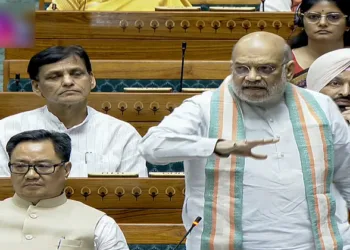 New Delhi, Mar 30 (ANI): Union Home Minister Amit Shah speaks in Lok Sabha during the budget session of Parliament, in New Delhi on Monday. (Sansad TV/ANI Video Grab)