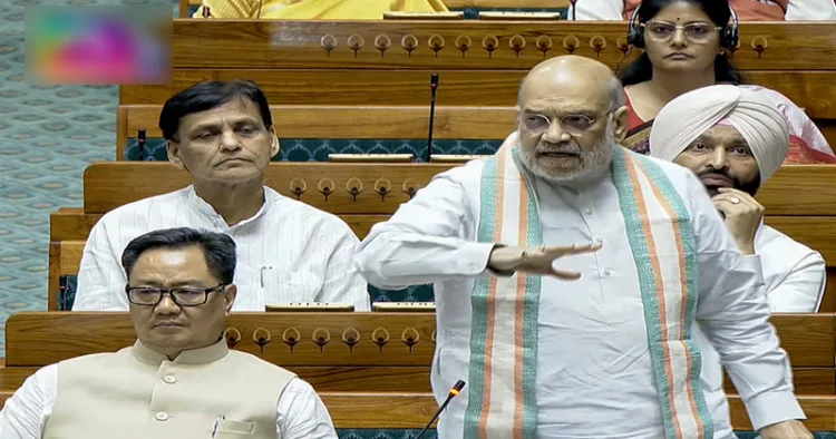 New Delhi, Mar 30 (ANI): Union Home Minister Amit Shah speaks in Lok Sabha during the budget session of Parliament, in New Delhi on Monday. (Sansad TV/ANI Video Grab)