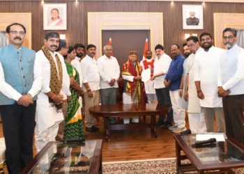 BJP Telangana delegation with Shiv Pratap Shukla, the Governor of Telangana