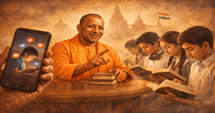 UP CM Yogi Adityanath urges students to reduce screen time and read books (Image generated from AI)