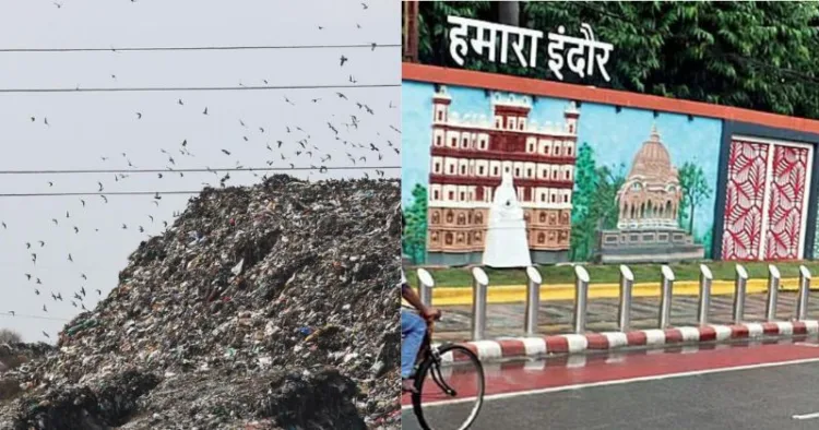 (Left) Heap of garbage in Chennai (Right) Clean streets of Indore