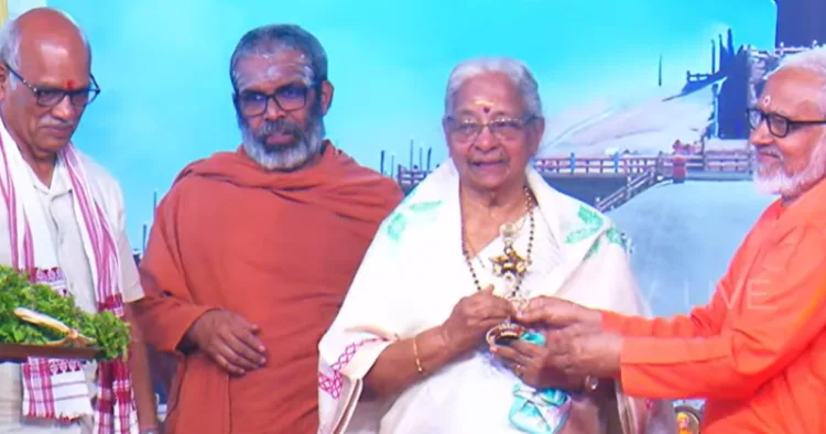 Senior RSS Pracharak S. Sethumadhavan Swami Chidananda Puri, Dr. M. Lakshmikumari, Swami Vivikthananda ji