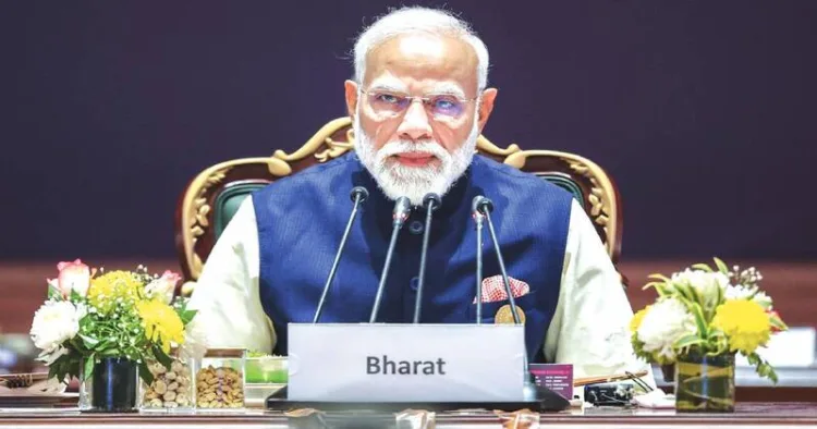 Prime Minister Modi addressing the India AI Impact Summit, 2026